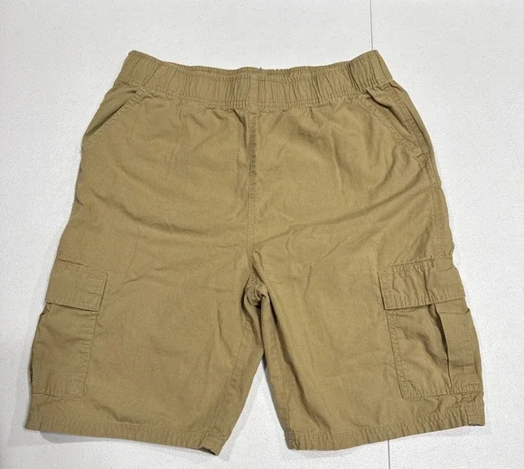 Place Shorts Boys 18 Pull On Ripstop Husky Khaki Cargo Adjustable Waist Pockets