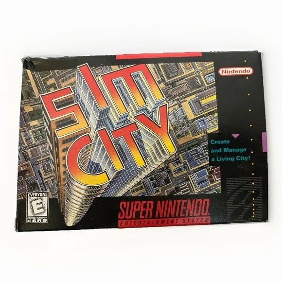 1991 SimCity Sim City (Super Nintendo SNES) Complete in Box CIB