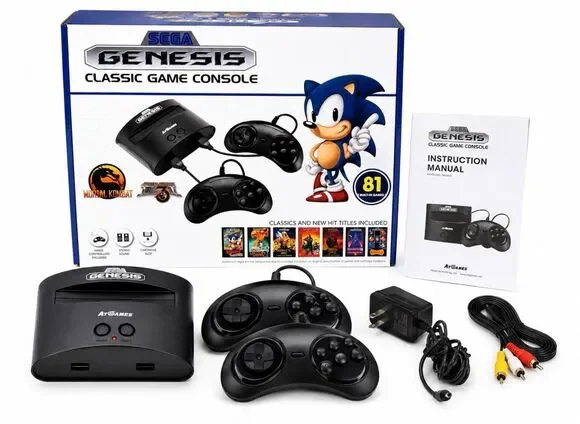 SEGA Genesis Classic Game Console AtGames 81 Built-In Games Complete in Box Test