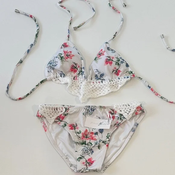 Planet Sea Floral Bikini with Crochet‎ Detail