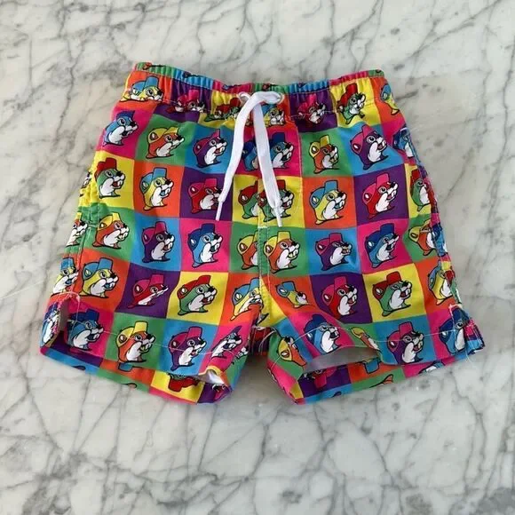 Bucees Beaver BUC-EE’S Colorblock toddler swim trunks neon Sz 3T