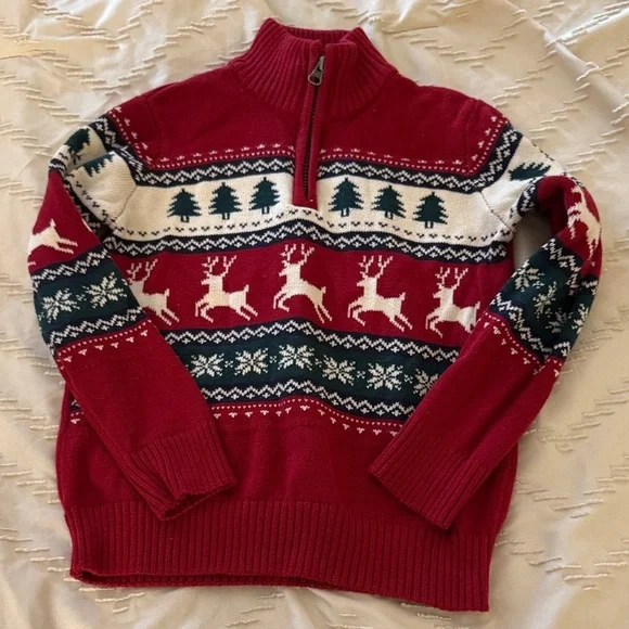 Place Red Half-Zip Sweater