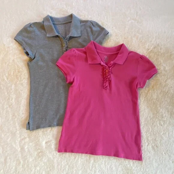 The Children's Place Girl's Short-Sleeved Polos size 7-8 Ruffle Detail, Uniform