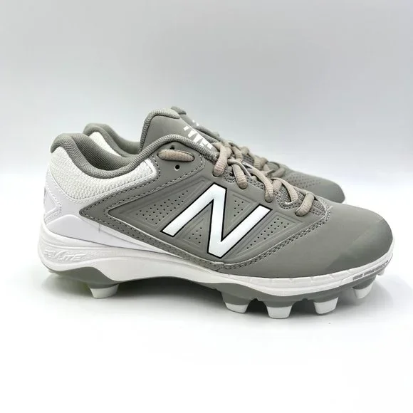 NEW BALANCE Womens Size 5 4040V1‎ Gray White Low Cut Softball Cleats Shoes