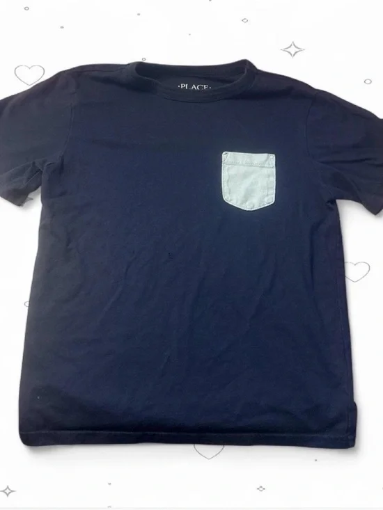 The Children's Place Boys Navy Contrast Pocket T-Shirt Size S 5/6
