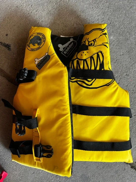 Yellow Dog Life Jacket with Black Straps