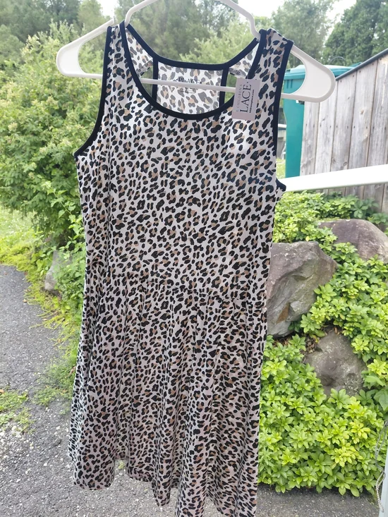 New Children's Place Leopard-Print Tank Dress with Black Trim