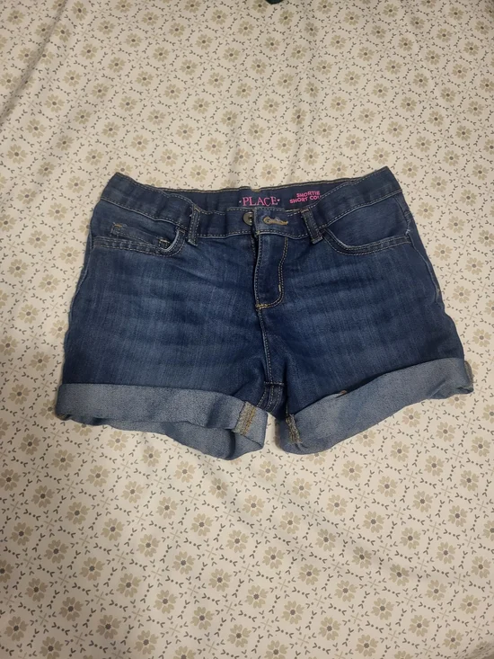 The Children's Place Girls' Dark Blue Denim Roll-Cuff Shorts