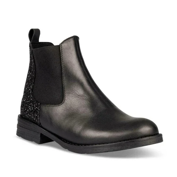MIA Pratt Boot Toddler US 9 Black Glitter Faux Leather Round Toe Chelsea ZPO3446