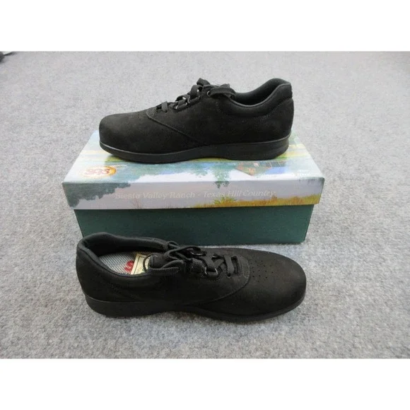 SAS Free Time Shoes Womens Black Charcoal Comfort Leather Walking Size 7.5‎
