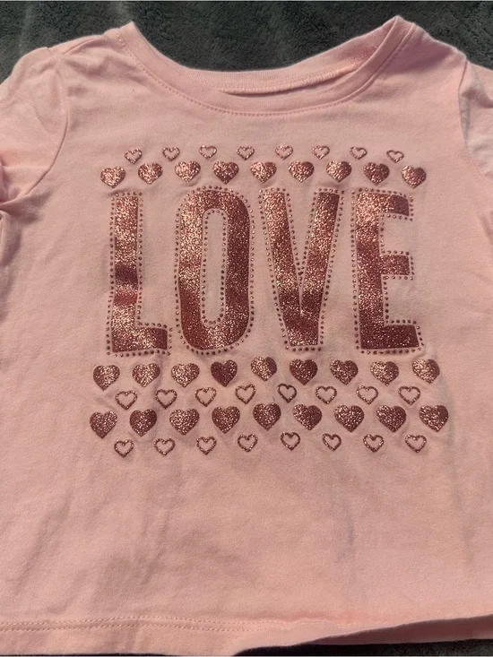 The Children’s Place Pink Glitter LOVE Tee 18-24M