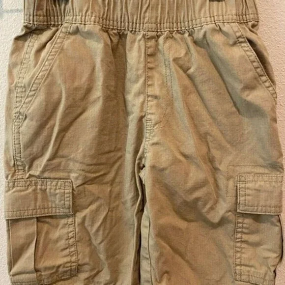 The Childrens Place Cargo Shorts Boys 6 Khaki Excellent Ripstop Adjustable Waist