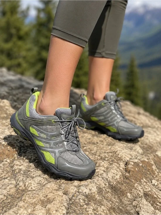 ECCO Women's Gray Neon Yellow Waterproof Outdoor Hiking Sneakers 39