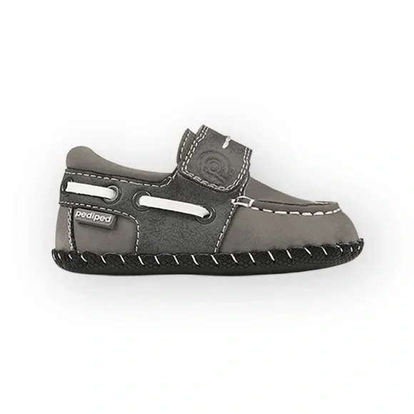 pediped ☀︎︎ Originals Norm Boat Baby Shoe ☀︎︎ Grey Leather Sole ☀︎︎ 0-6 Month