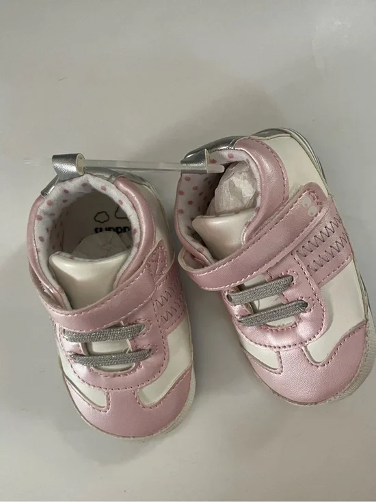 Stride Rite Baby Girls' Pink and White Hook-and-Loop Sneakers