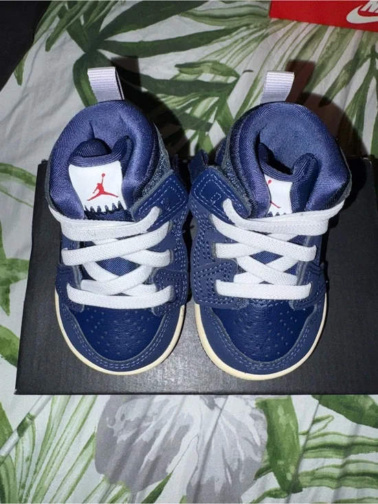 Jordan Baby Navy Blue and White Mini Basketball Sneakers
