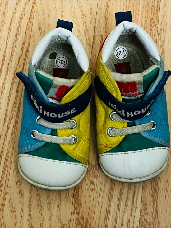 Kids Mini House Colorblock Baby Walker Sneakers in Blue, Yellow & Green