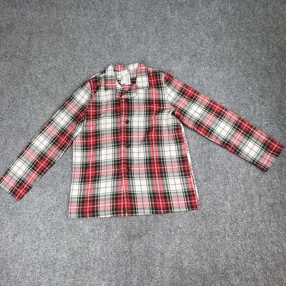 The Children's Place Plaid Pajama Top Girls L 10/12 Red Black Flannel‎ Holiday