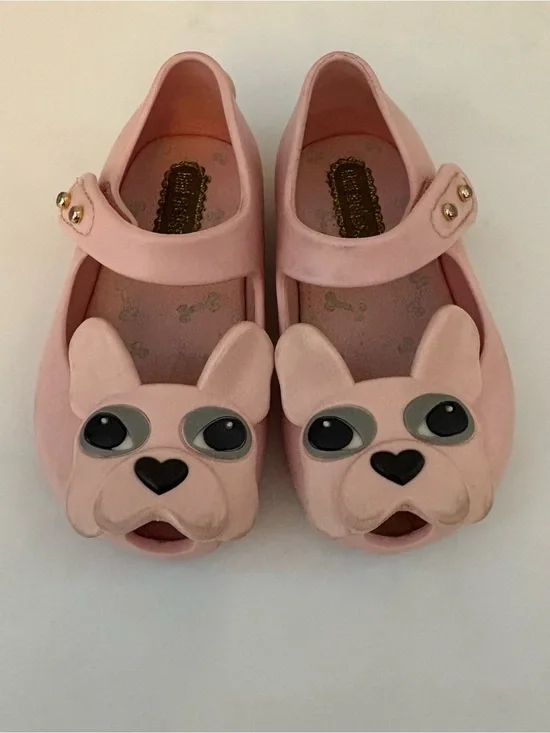 Mini Melissa ultragirl pink french bulldog mary jane flat shoes toddler size 5