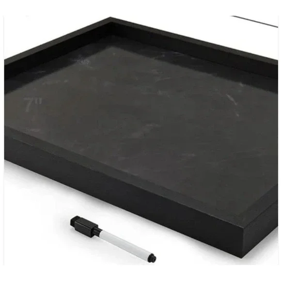 Black w/White Marble & White Marker‎ Dry Erase Board Metal Wood Office Planner