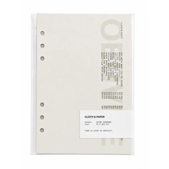 Cloth & Paper (C&P) Oeuvre Dashboard A5 Planner Insert Minimalist Neutral