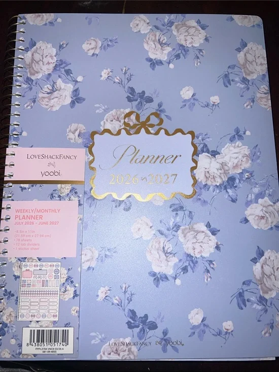LoveShackFancyX Yoobi 🎀Whisper Blue  Planner 2026-2027🩵