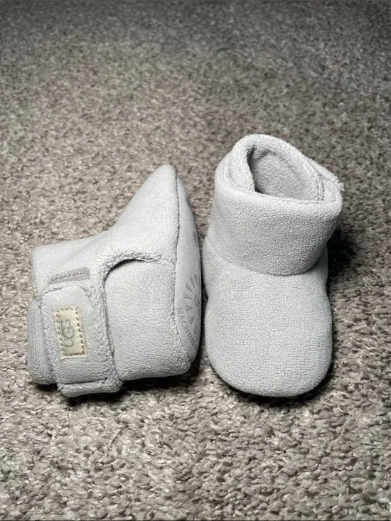 UGG Light Grey Infant Booties - Plush Suede Baby Shoes