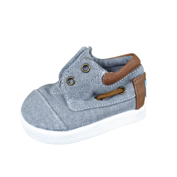 TOMS Paseo Mid‎ Toddler Boys Sneaker Size T3 Casual Walking Shoe Grey Chambray