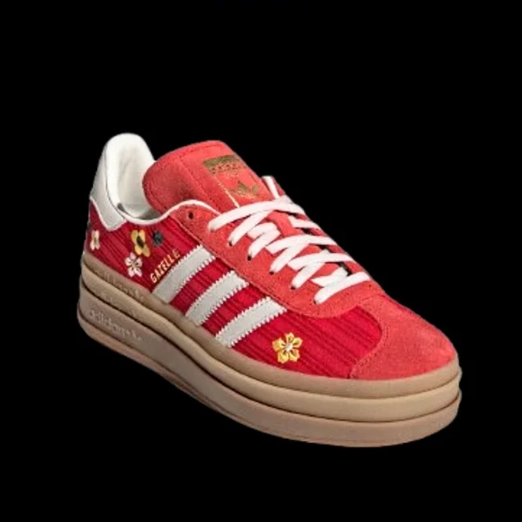 Adidas Gazelle Bold Platform X Liberty London Womens Size 8.5 Scarlet Red Yellow