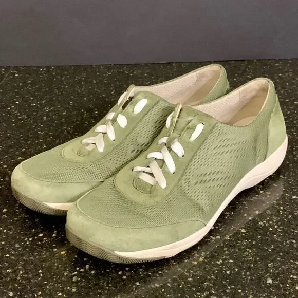 Dansko Hayes Olive Green Mesh Sneakers.