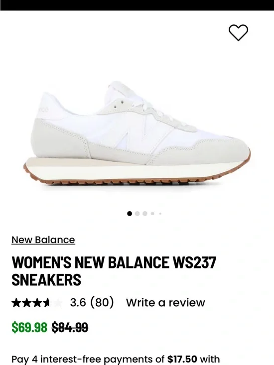 New Balance Women’s WS237 Sneakers in White and Light Gray with Gum Sole