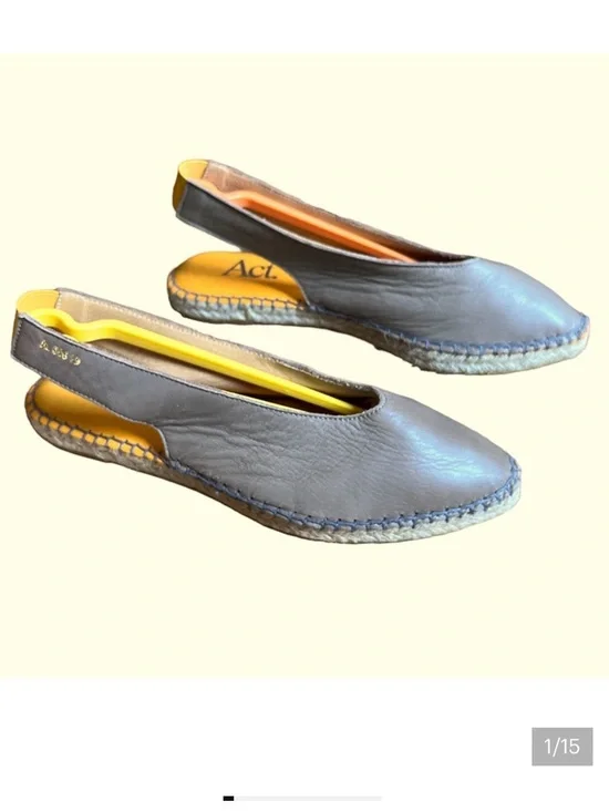 Act-Series espadrille shoes slingback leather taupe US 9 EU 40 quiet luxury