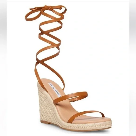 NWT Chelsea & Violet sz 8 Mriah brown leather strappy espadrille sandals