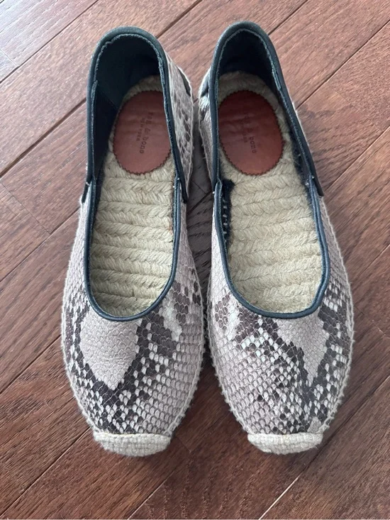 rag & bone Snake-Print Espadrille Flats in Taupe and Dark Brown