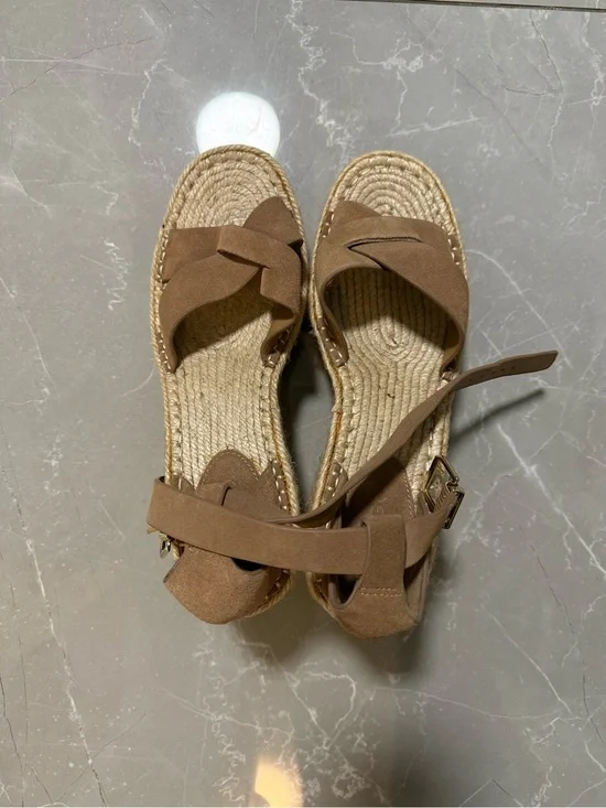 Mango Brown Suede Espadrille Platform Sandals