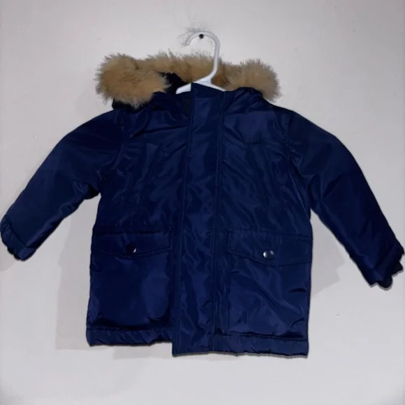 Gymboree Baby Navy Blue Parka with Faux Fur Trim