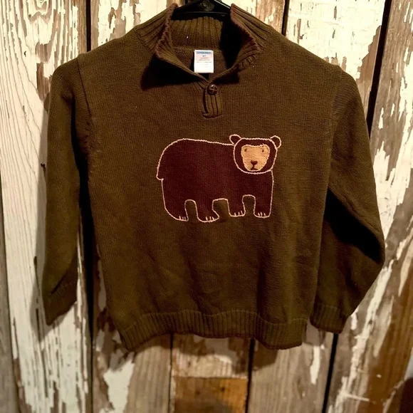 Boys Gymboree bear sweater green/ brown size 5T​