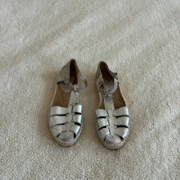 Lagoa Espadrilles Women's 38 Silver metallic leather Made in Spain