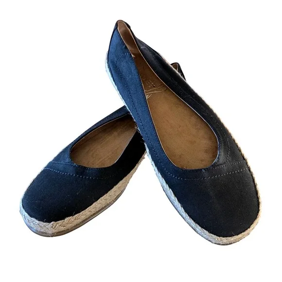 Classic Aerosoles Stitch N Turn Black Fabric Espadrille Flats Shoes Women's 9M‎