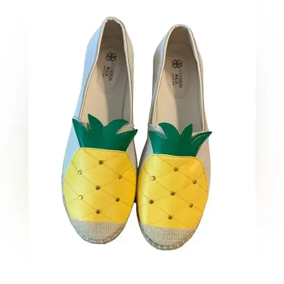 Avon Espadrilles Women 10 Tropical Pineapple Flats Vacation‎ Resort Summer Beach