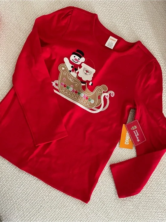 Beautiful red Christmas appliqué top size 8 Gymboree girls nwt