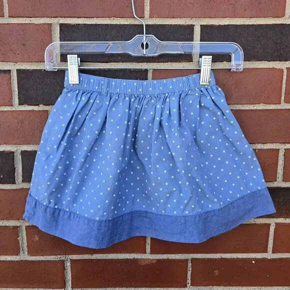 Gymboree Girls Blue Skirt Chambray White Polka Dots Size 6 NWOT Elastic Waist