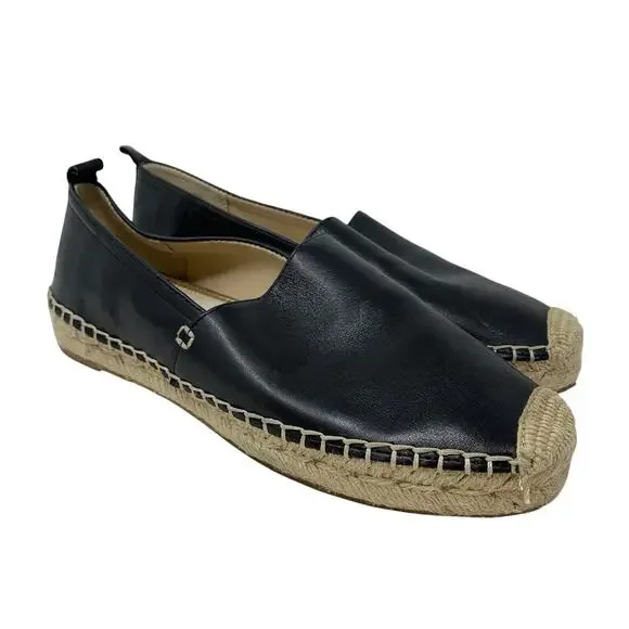 Sam Edelman Khloe Espadrille Slip On Flats Womens Size 7 Black Leather