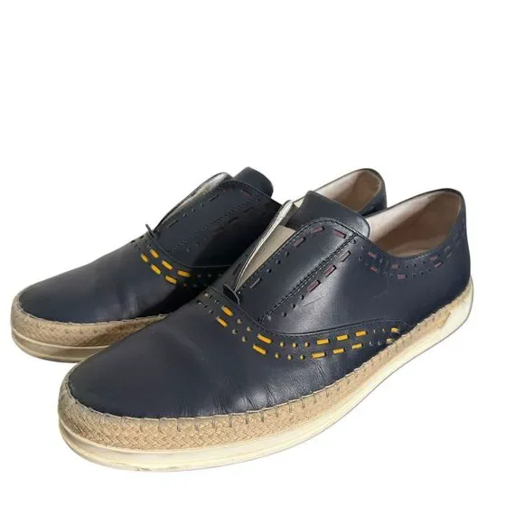 TODS Love Espadrilles‎ Womens 10.5 Blue Leather Brogue Quiet Luxury Shoes