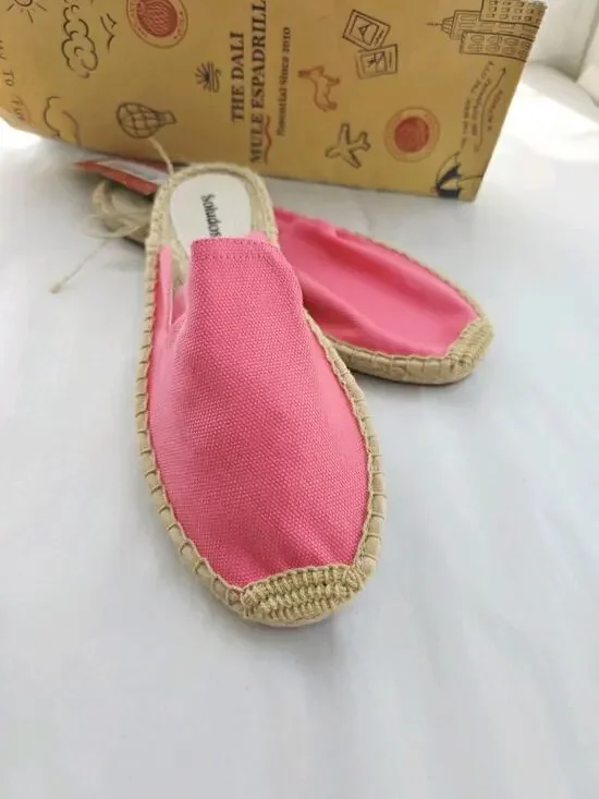 New! Soludos The Dali Mule Espadrille Womens 7/7.5 Bubblegum Pink Slip On