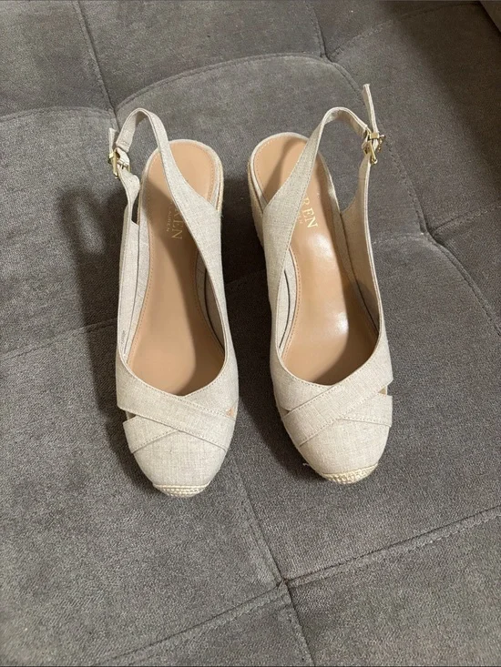 Lauren Ralph Lauren Natural Linen Cross-Front Slingback Espadrilles