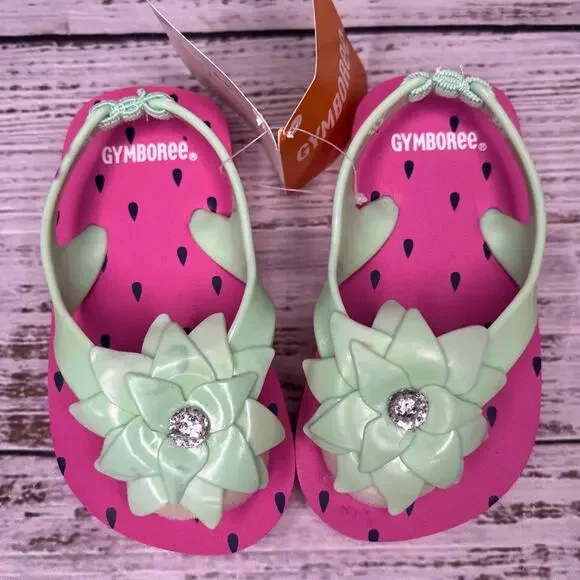 Gymboree Strawberry Flip Flops Size‎ 5-6 Swim Shop Girls Sandals NEW 2018
