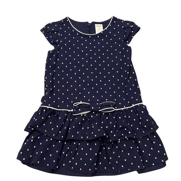 Gymboree Girl's Swiss Dot Ruffle Dress (Navy Blue) - Size 4 - Like New!