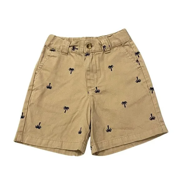 Gymboree Toddler Boy's Palm Tree Embroidered Khaki Shorts - Size 3T - Like New!