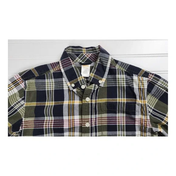 Gymboree Boys‎ Button Down Plaid Shirt Size 7/8 Medium Long Sleeve Green Navy